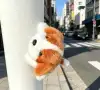 Orange and white plush dog doll, bionic cotton-filled doll, wool felt pendant, simulated cloth doll cat backpack details Picture